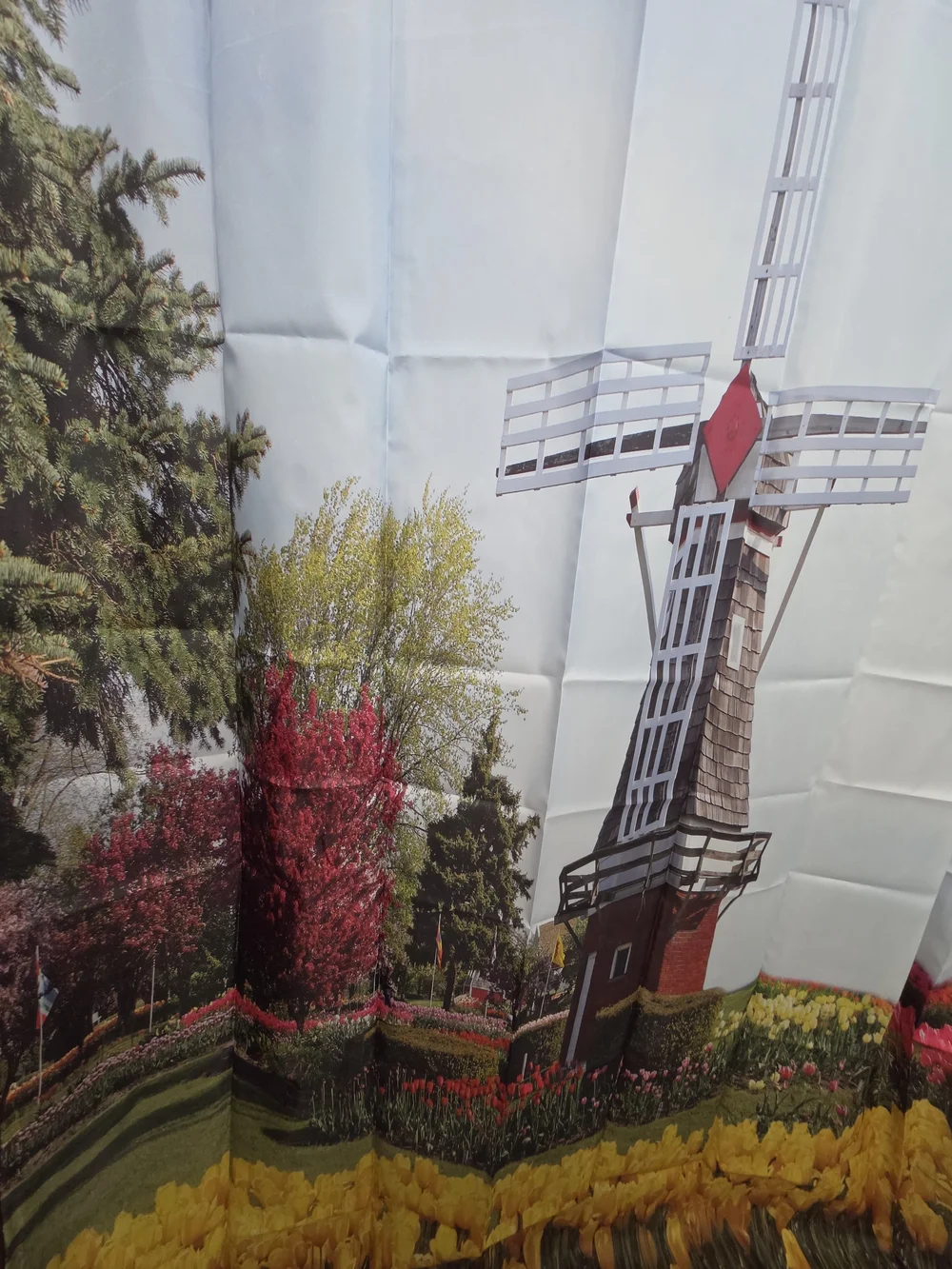 Tulip Field Windmill Water Resistant Fabri. Shower Curtain